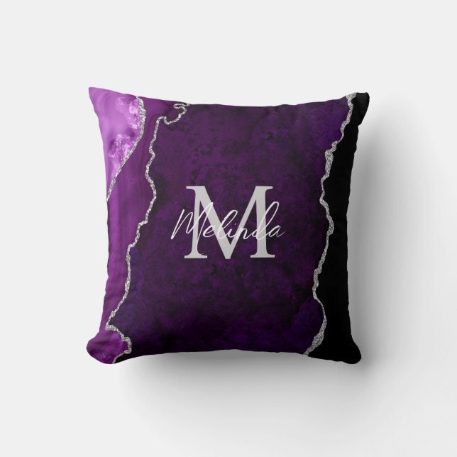 Almofada Ágata de Mármore Roxo e Prata (Frente)