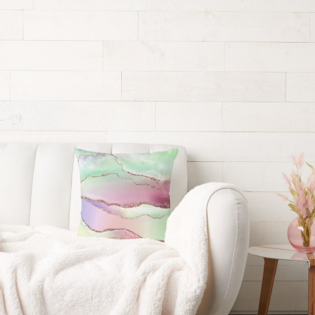 Almofada Agato de melancia | Verde Neo Mint e Rosa Cassis (Sofá)