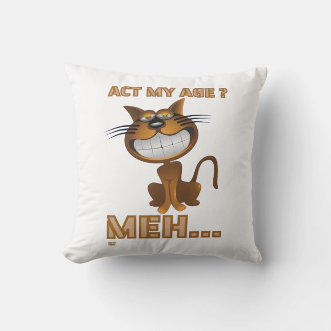 Almofada "AGIR À MINHA IDADE? presente de aniversário engra (Frente)