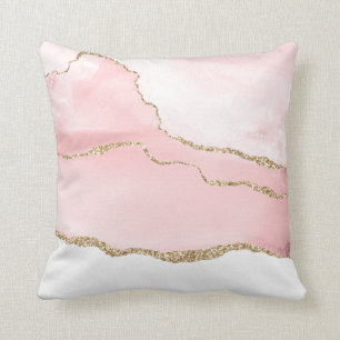 Almofada Agite de Blush Rosa com Elegante de Fita Dourada