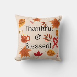 Almofada Agradecido & Abençoado Design de Outono