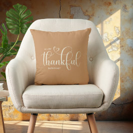 Almofada Agradecido Nome Personalizado da Família Laranja
