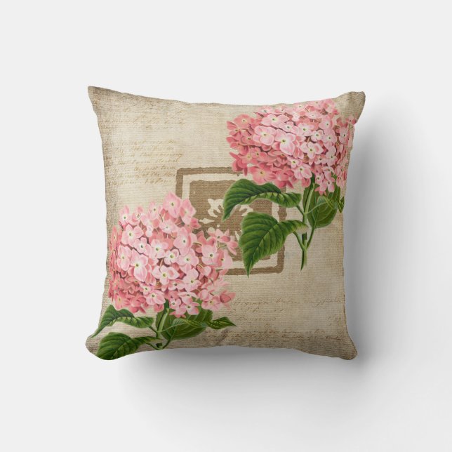 Almofada Agrupamentos de Hortênsias Rosa II (Frente)