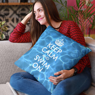 Almofada Água Piscina Azul Manter Calma e Natação Ligada