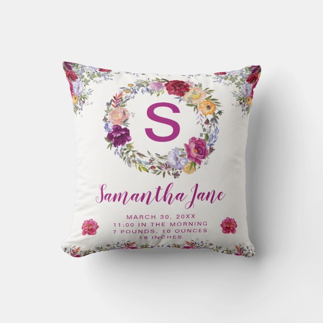 Almofada Água Púrpura e Flores Vermelhas Farinhas Vermelhos (Frente)