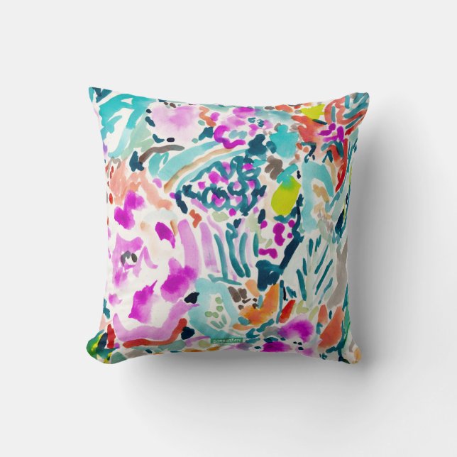 Almofada Aguarela colorida do MOLHO do JARDIM floral (Frente)