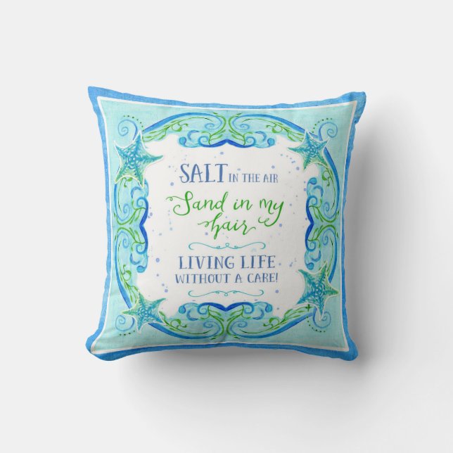 Almofada Aguarela do oceano do redemoinho da estrela do mar (Frente)