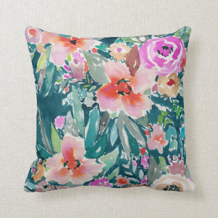 Almofada Aguarela floral tropical colorida de WOOT