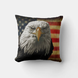 Almofada Águia Balda Americana na Bandeira Grunge