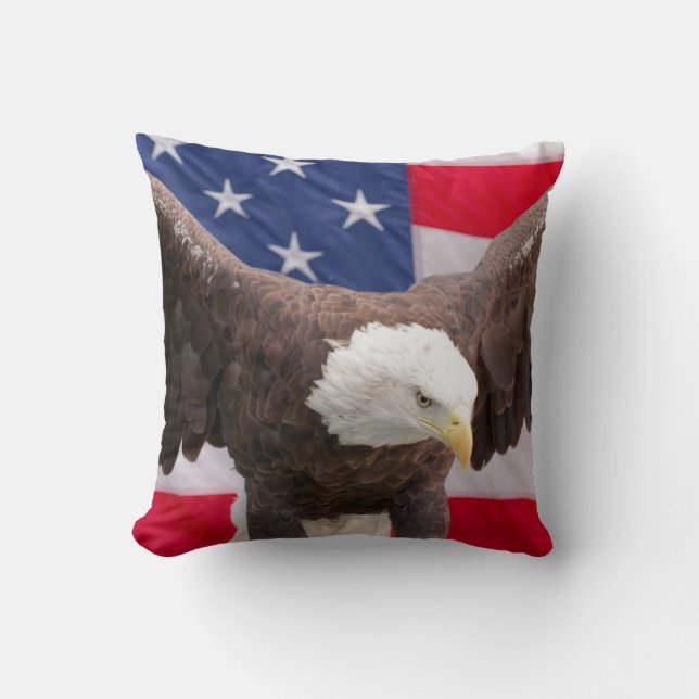 Almofada Águia-Careca com o Quebra-Cabeça da Bandeira Ameri (Frente)