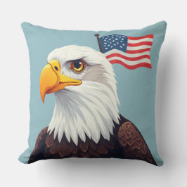 Almofada Águia de desenho animado com bandeira americana ac