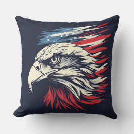 Almofada Águia de Tinta & Arte da Bandeira Americana Liberd