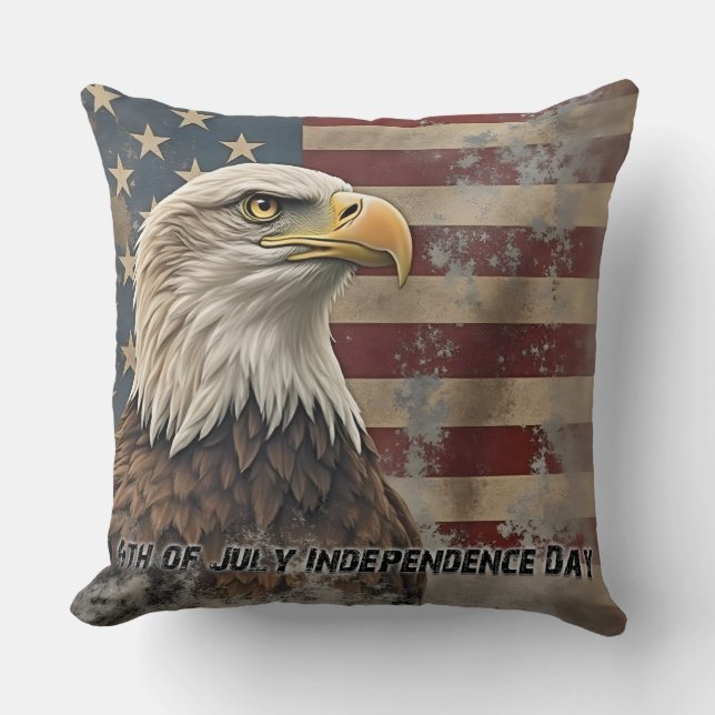 Almofada Águia Majestosa & Bandeira – Espírito de Liberdade (Frente)