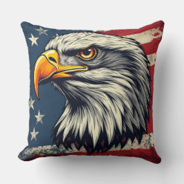 Almofada Águia Vintage com Bandeira Americana – Arte Retro