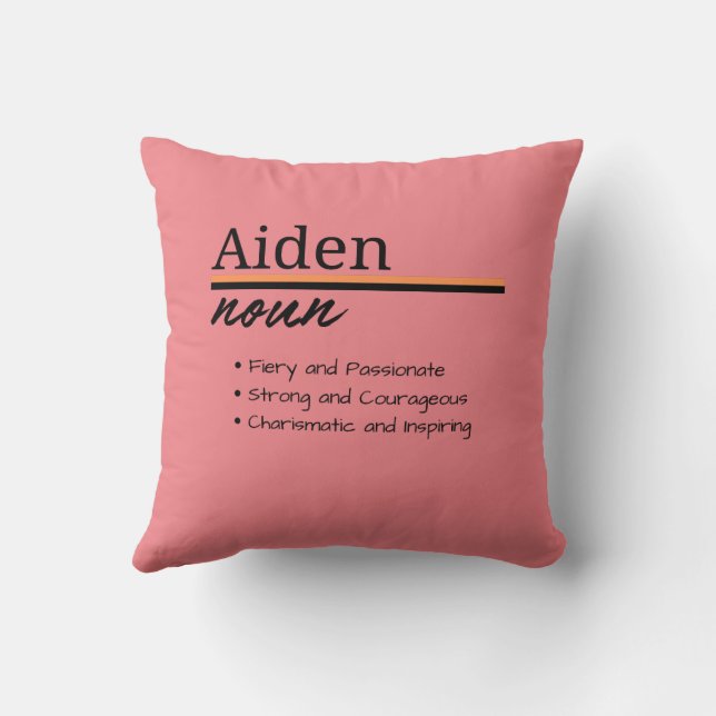 Almofada Aiden, Definição de Nome Personalizado de Menino (Verso)