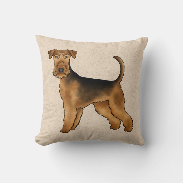 Almofada Airedale Terrier Cachorro de Desenho Animado Fofo  (Frente)