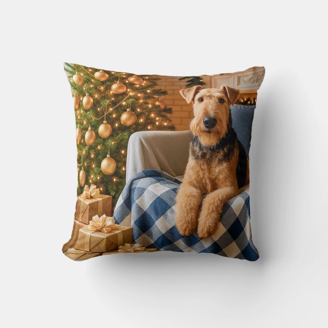 Almofada Airedale Terrier Holiday  (Frente)