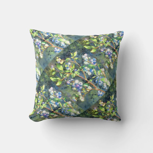 Almofada Airelas azuis, pintura com fruta romântica (Frente)