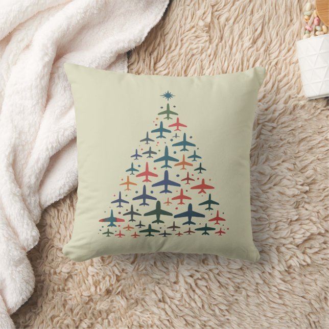 Almofada Airplane Christmas Tree Retro Pilot Flying Flight  (Cobertor)