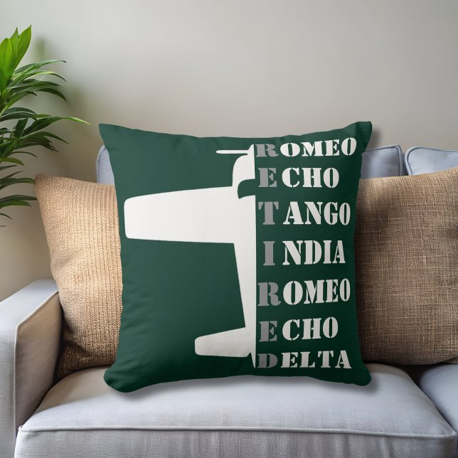 Almofada Airplane Retired Nato Phonetic Alphabet Aviation (Criador carregado)