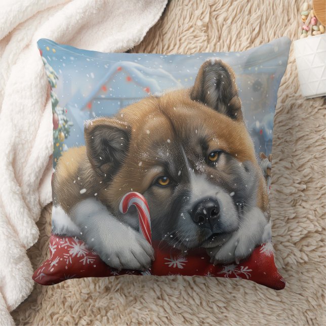 Almofada Akita Dog Christmas Festivo (Cobertor)