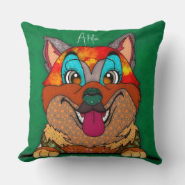 Almofada Akita, Travesseiro decorativo pintado à mão