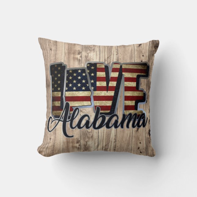Almofada Alabama Ama A Estrela Da Bandeira Americana E Stri (Frente)