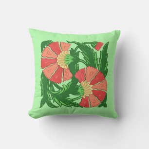 Almofada Alaranjado de William Morris e verde Jacobean,