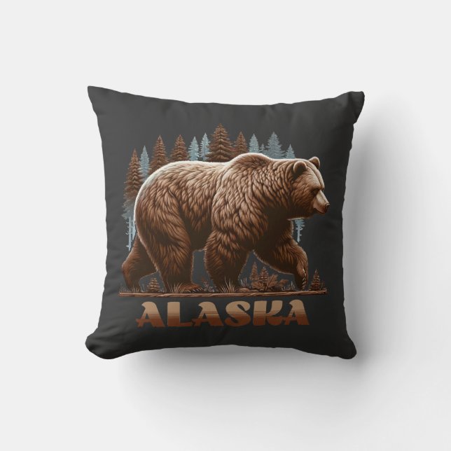 Almofada Alaska Grizzly Bear (Frente)