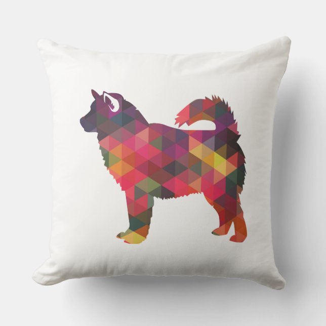 Almofada Alaskan Malamute Geométrico Pattern Silhouette (Frente)