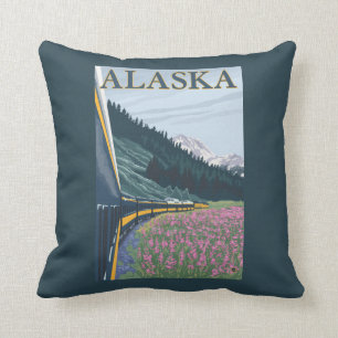 Almofada AlaskaRailroad e viagens vintage do Fireweed