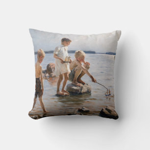 Almofada Albert Edelsense - Meninos tocando na praia