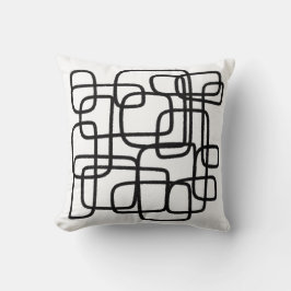 Almofada Alça Branca Preta de Abstrato de Linha Contemporân