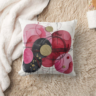 Almofada Alça de Arte abstrato Vermelho e Dourado
