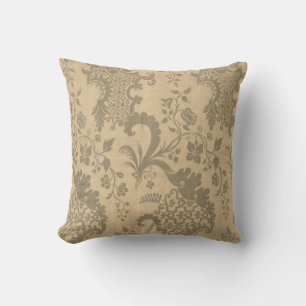 Almofada Alça Elegante Vintage de Damasco de Prata de Cinza