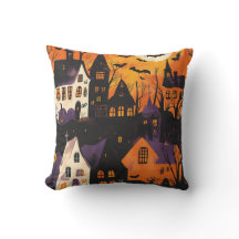 Aldeia Assombrada Halloween Roxo Laranja Assustado