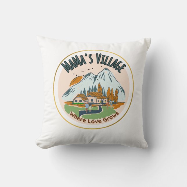 Almofada Aldeia de Mamãe: Onde o Amor Cresce (Frente)