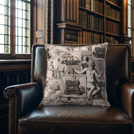 Almofada Alegações de Antiguidade Collage Academia Escura