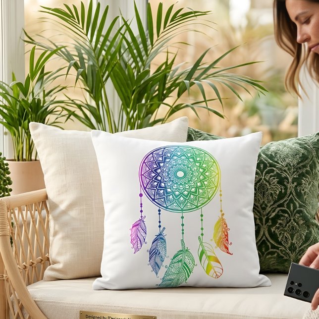 Almofada Alegre Dreamcatcher de Verão Boho Mandala (Criador carregado)