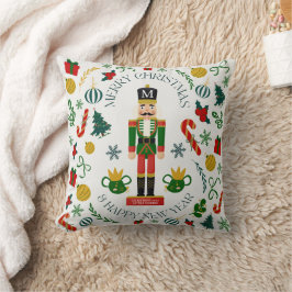 Almofada Alegre Natal quebra-nozes monograma personalizado