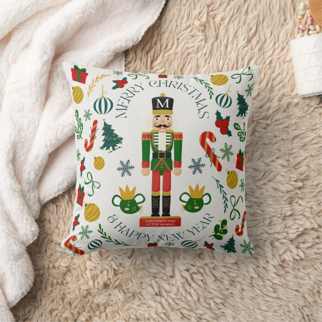Almofada Alegre Natal quebra-nozes monograma personalizado (Cobertor)