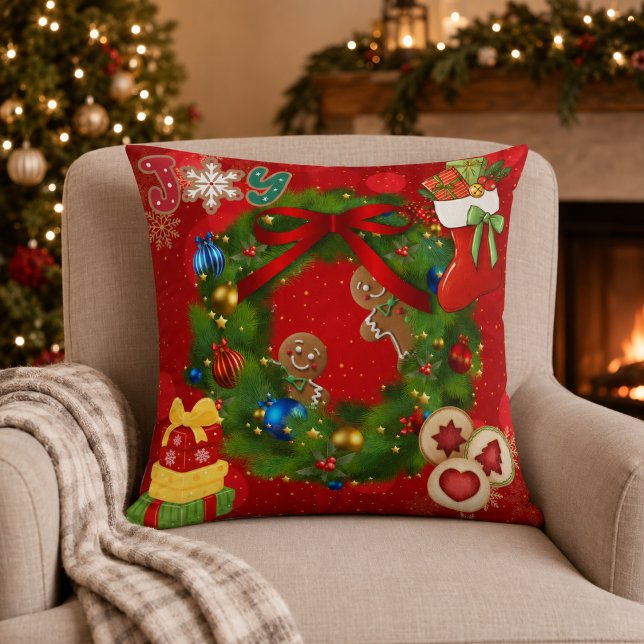 Almofada Alegria Coroa de Natal Biscoito Decorativo para La (Criador carregado)
