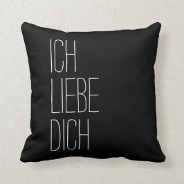 Almofada Alemão Eu Te Amo Ich Liebe Dich Preto e Branco