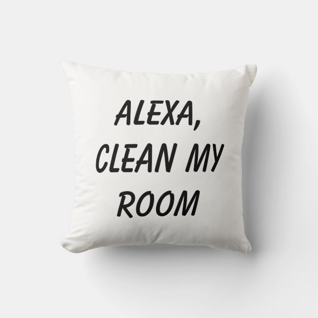 Almofada Alexa, Limpe Meu Quarto, Faça Minha Cama (Frente)
