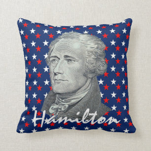 Almofada Alexander Hamilton em estrelas vermelhas, brancas