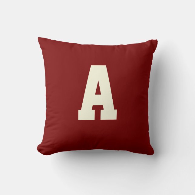 Almofada Alfa monograma retrô burgundy creme (Frente)