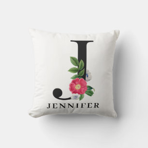 Almofada Alfabeto Floral Personalizado Monograma J