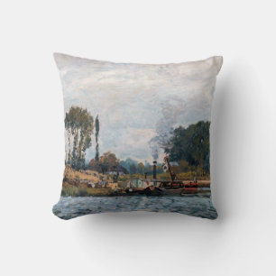 Almofada Alfred Sisley - Barcos no Bloqueio em Bougal