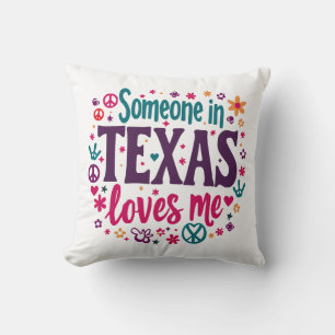Almofada Alguém no Texas Me Ama - Arte Retro Hippie do Texa