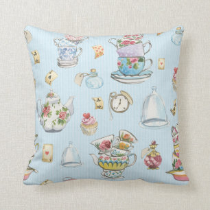 Almofada Alice no País das Maravilhas Aquarela Listra Azul